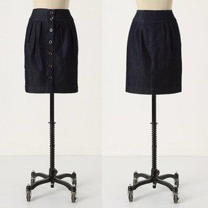 Anthropologie Pilcro and the Letterpress Button Front Skirt 6 Denim Pencil